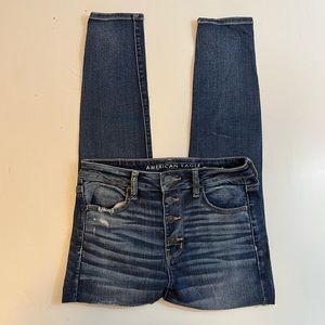 AEO Dark Wash Next Level Stretch High-Rise Jegging Skinny Jeans - 8 Short